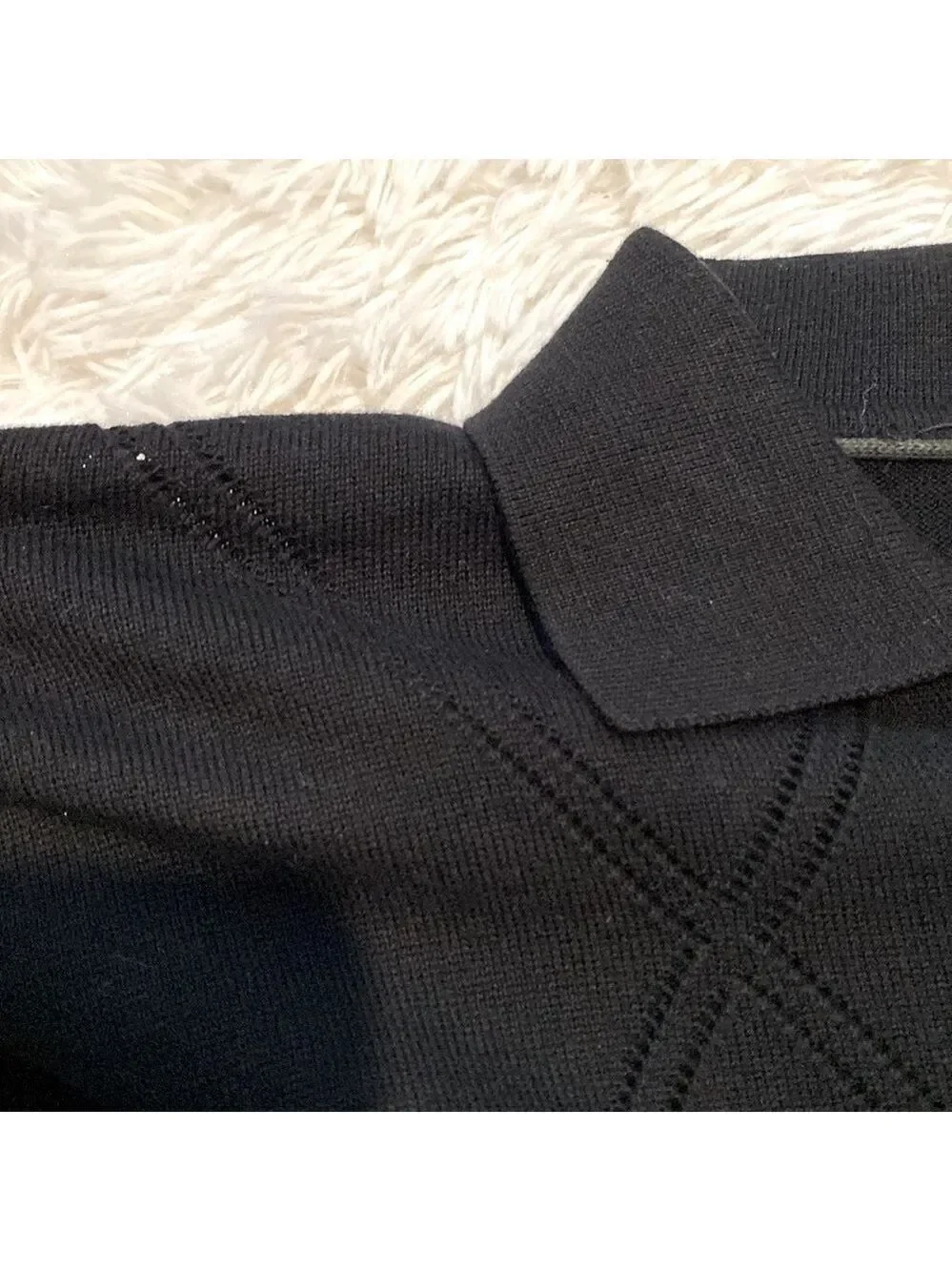 Kangol vintage Y2K black knit collared bowler sweater